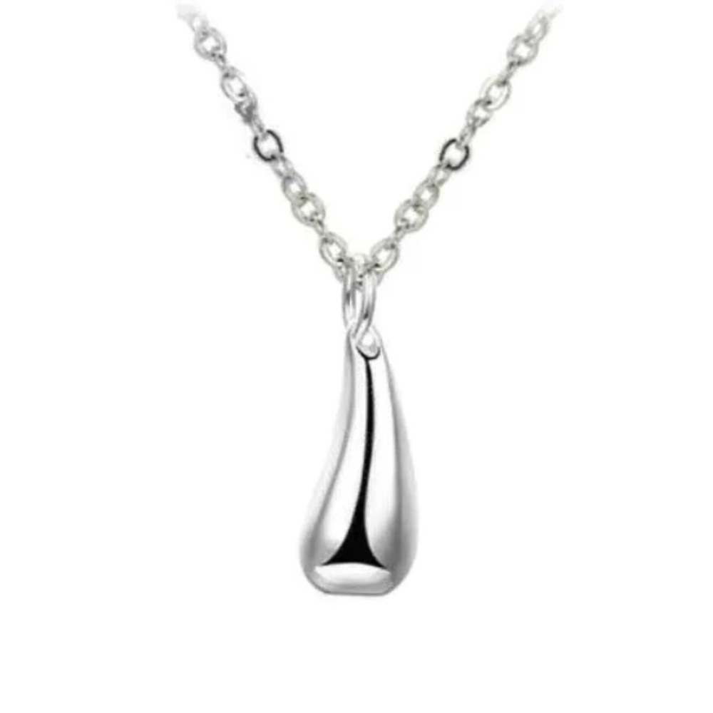NWT Silver Teardrop Pendant Plated Chain Dainty Minimalist Necklace HYPSY CO $68